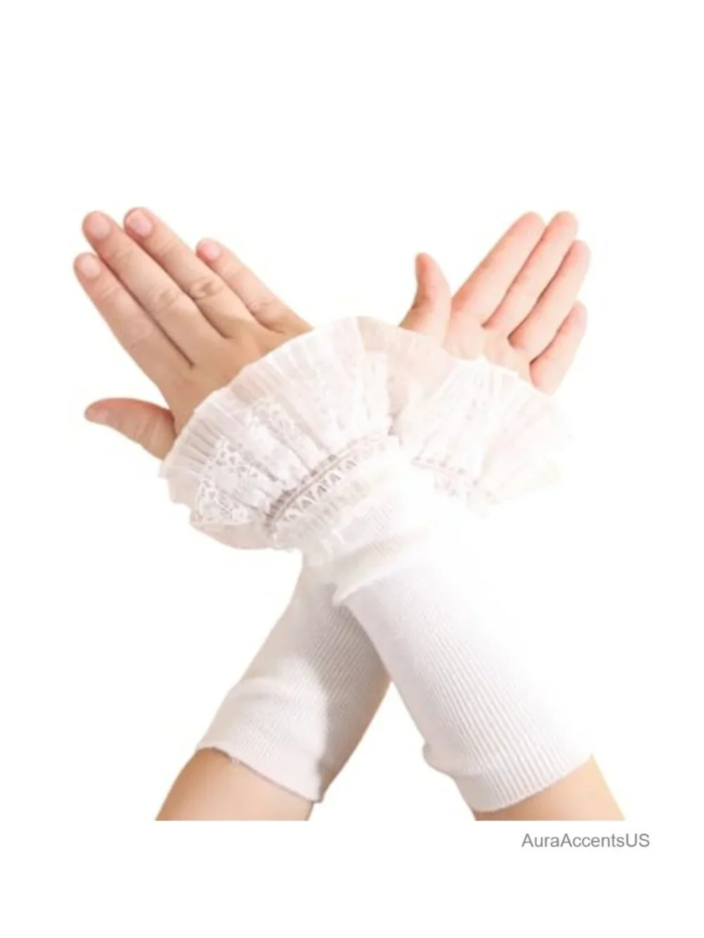 Fingerless Lace Arm Warmers Wrist Cuffs Gothic Floral Y2K
